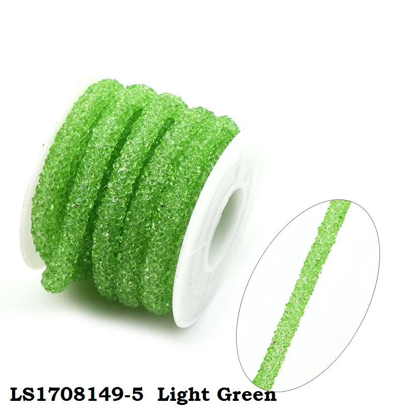 light green 1 ярд, цветные полимерные полые Стразы для шлангов, шнур для браслетов DIY, аксессуары для ювелирных изделий, вечерние украшения для рукоделия - Цвет: light green