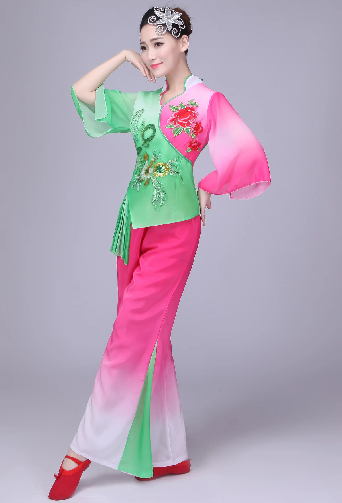 traditional chinese folk dance costume for woman national women yangge woman clothing dragon dance costumes costume yangko dress