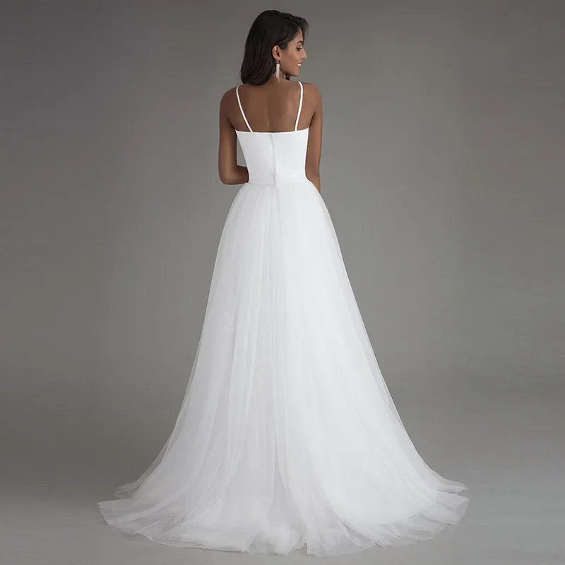 LORIE пляжные свадебные платья на бретелях 2020 Vestido Noiva Praia белое Тюлевое с поясом