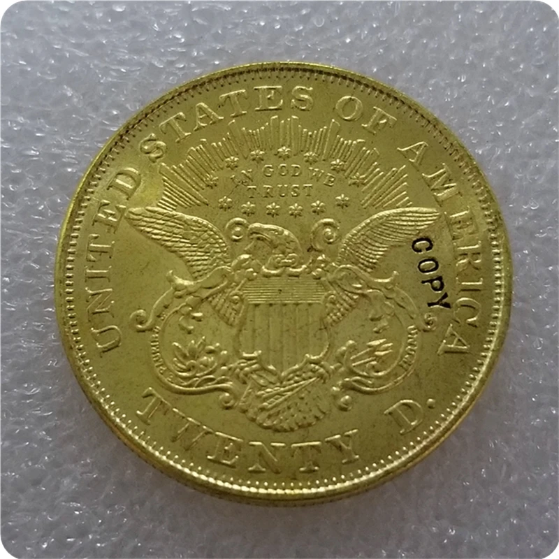 Копия копии 1876 1879 $20 (Twenty Dollar) узоры золотая монета КОПИЯ|Безвалютные монеты| |