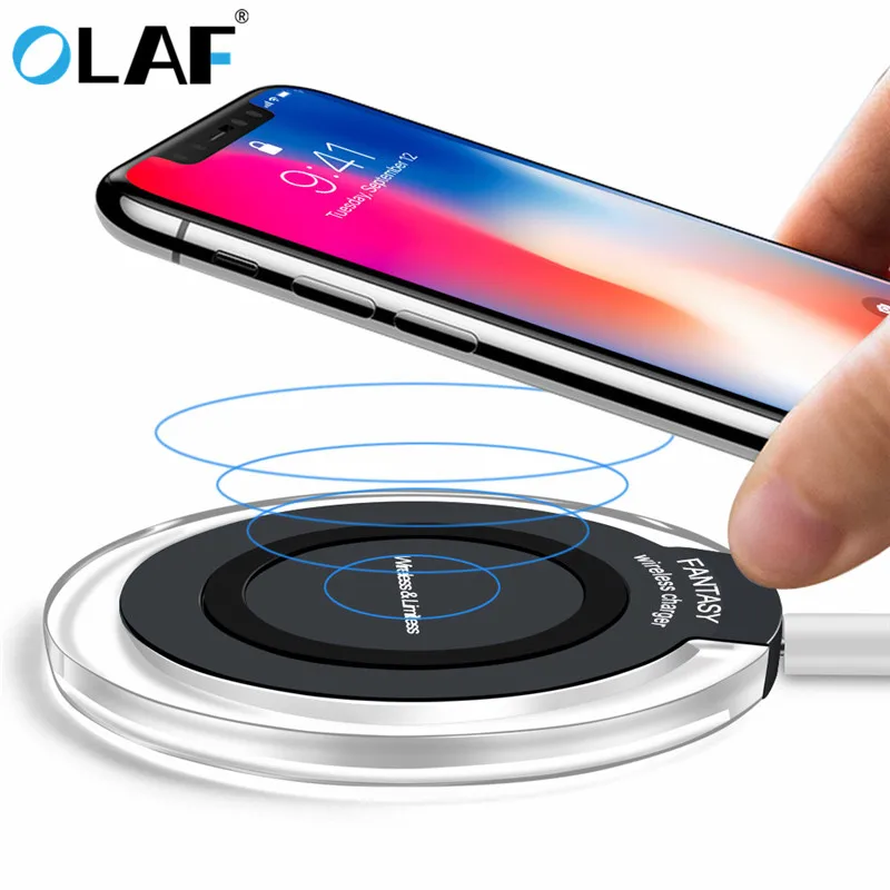 Олаф 10 Вт Qi Беспроводное зарядное устройство для iPhone 8/X быстрая Беспроводная зарядка для samsung S8/S8+/S7 Edge Nexus 5 Lumia 820 USB зарядное устройство