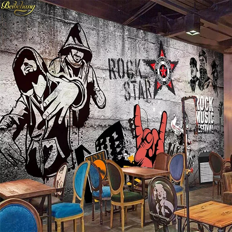 

Обои на заказ, фрески, европейский и американский промышленный рок, хип-хоп, KTV, музыкальный бар, фоновая стена, papel de parede 3d