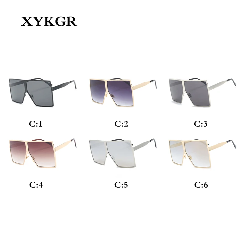 XYKGR, модные квадратные солнцезащитные очки, женские, фирменный дизайн, черная оправа, Золотая оправа, серебряная оправа, солнцезащитные очки для мужчин и женщин