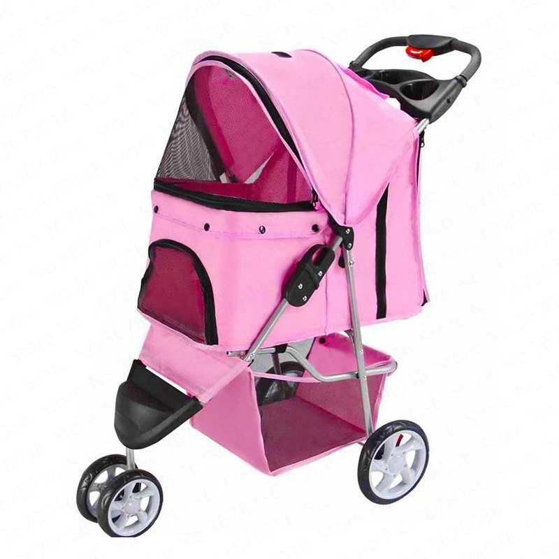 

17% Pet Stroller Dog Cat Stroller Reversing Car Folding Storage Convenient Outdoor Universal Breathable Windproof Dog Car Seat