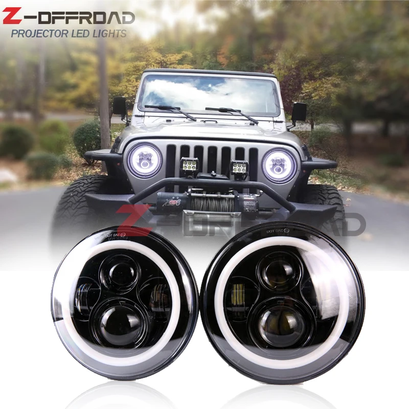 Для Land Rover 90/110 Defender 200 Tdi налобный фонарь 7 &quotсветодиодные фары Замена с белым