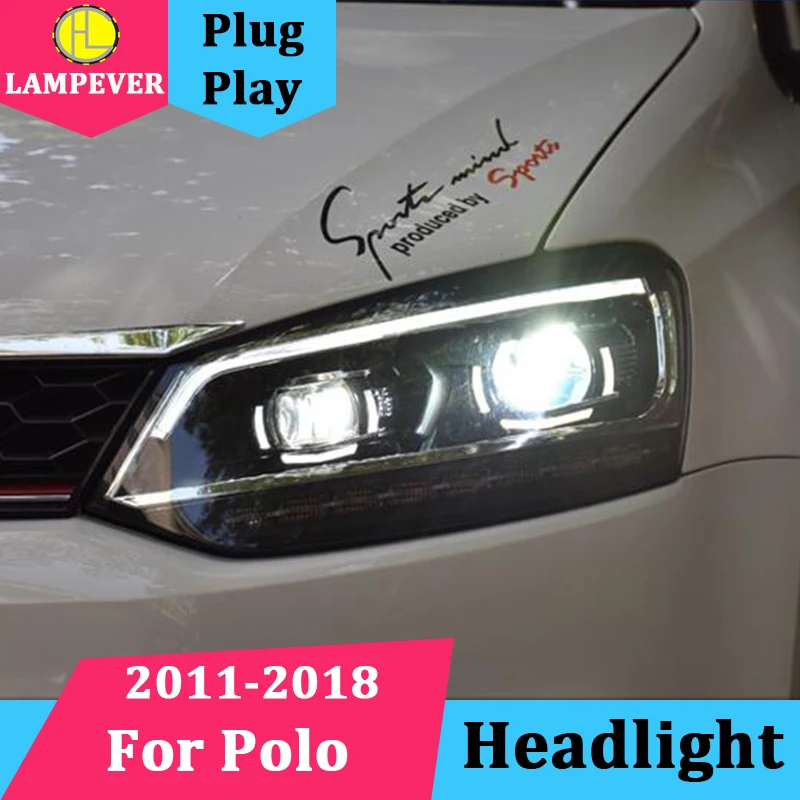 Автомобильные фары для 2011- VW Polo фары динамический сигнал поворота Polo светодиодный фары DRL Биксеноновые линзы Высокий Низкий Луч парковки