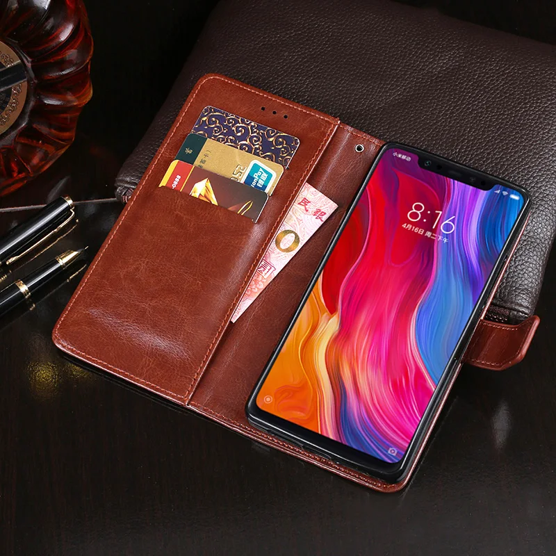 IDEWEI для Xiaomi Mi 8 чехол роскошный кожаный телефона Mi8 защитный флип кошелек