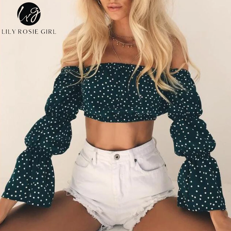 Lily Rosie девушка без бретелек Сексуальная короткая блузка рубашка Boho с длинным