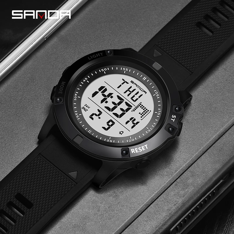 SANDA мужские часы светодиодные цифровые будильник электронные секундомер с