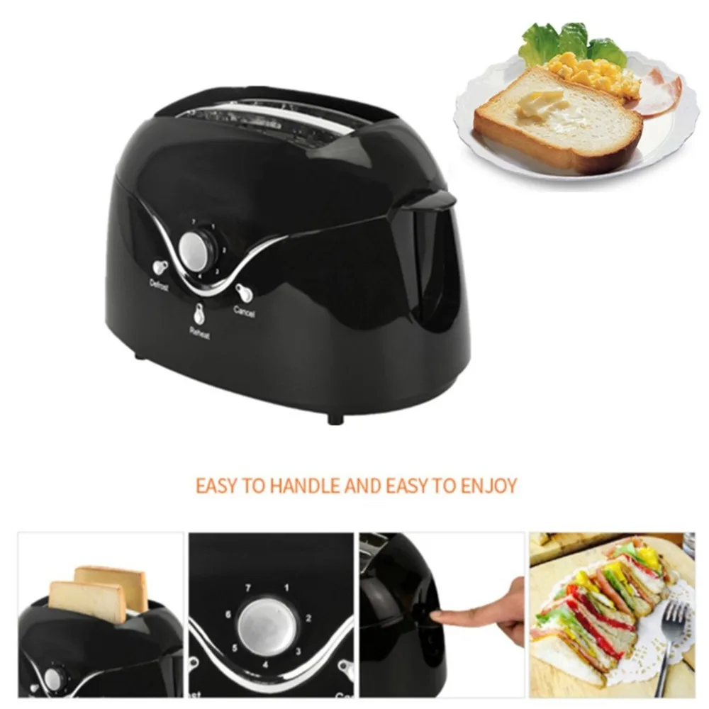 Тостер 2 ломтика домашний Мультифункциональный автоматический из нержавеющей