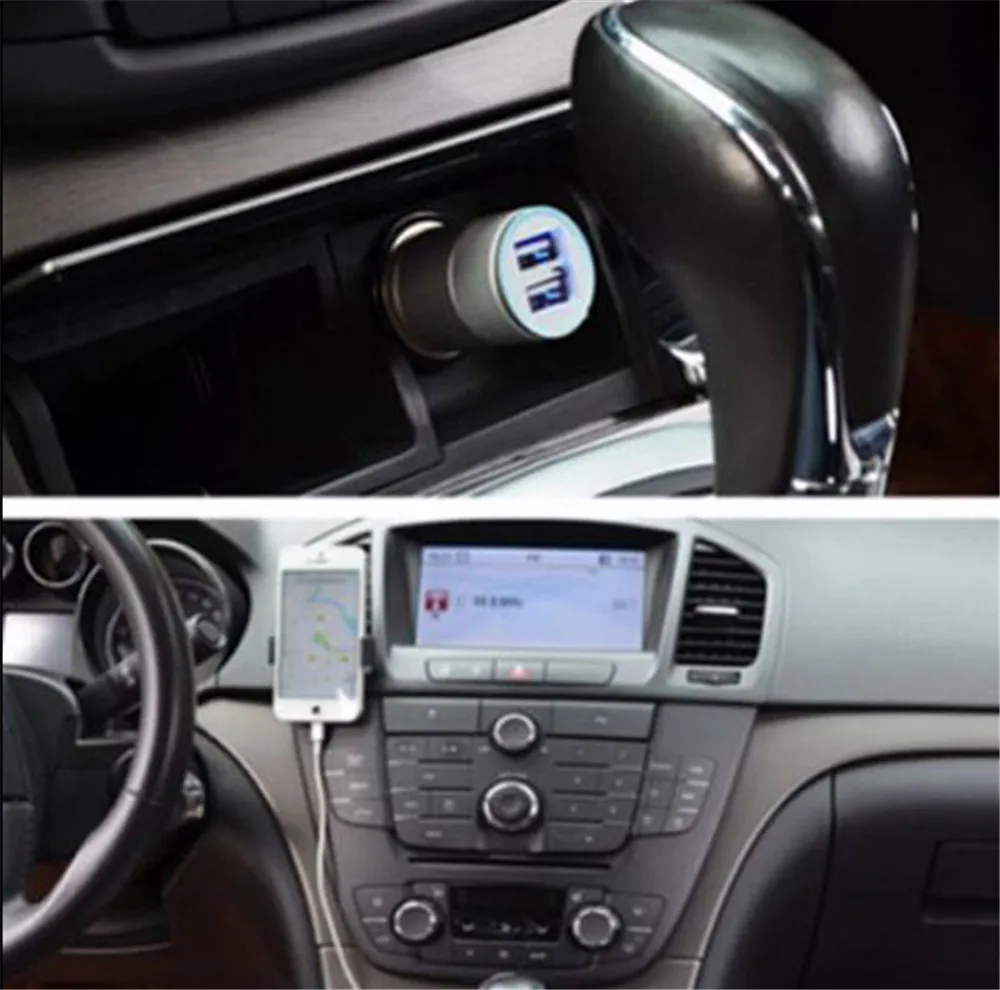 Двойное зарядное устройство USB для прикуривателя автомобильное с двумя портами 12