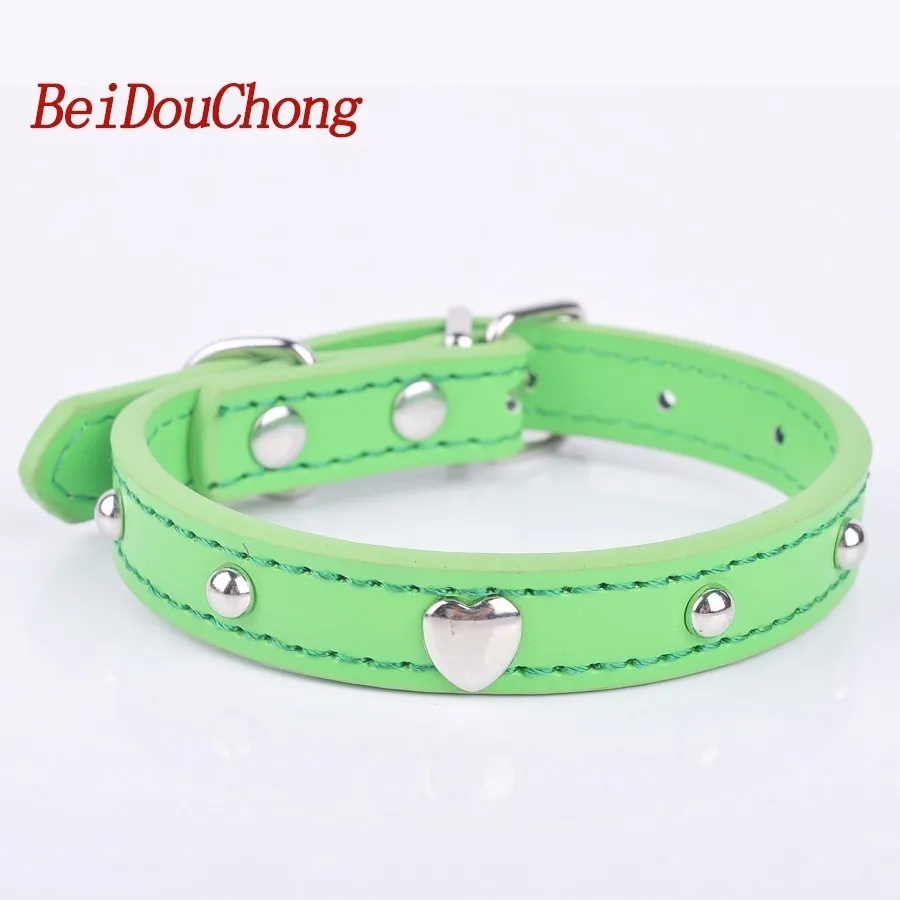 

8Colors Pu Leather Puppy Dog Collar Perro Mushroom Studded Adjustable Pet Necklace For Small Dogs 3Sizes S M L