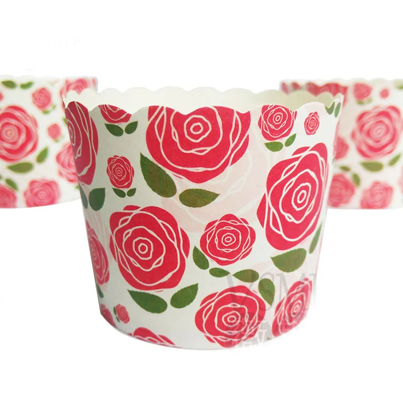 100pcs Flowers design cupcake Cake Paper Cup Molds High Temperature Resistance Baking Tools for birthday wedding festival party | Дом и сад