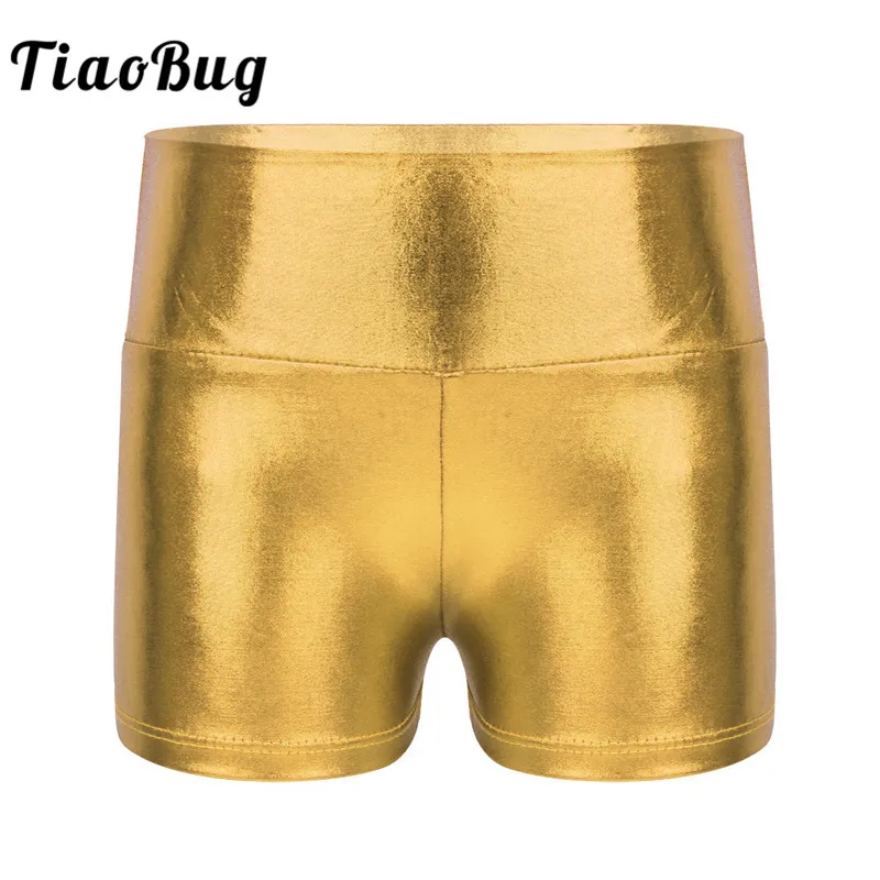TiaoBug/Детские блестящие спортивные шорты с металлическим блеском для подростков