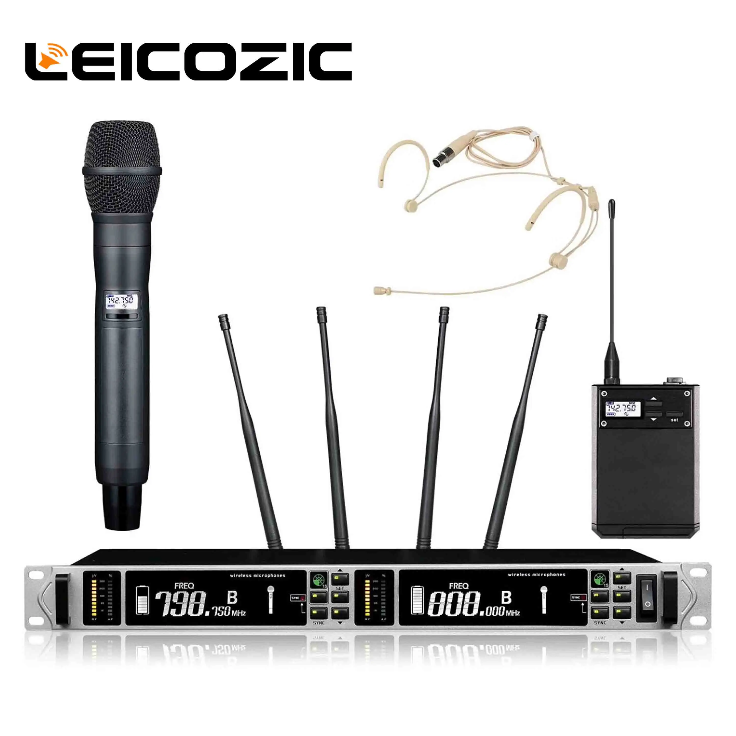 handheld headset Leicozic 615-820 МГц профессиональный беспроводной микрофон Система ATX118D беспроводной микрофон Microfoon истинное разнообразие микрофона для сцены - Цвет: handheld headset
