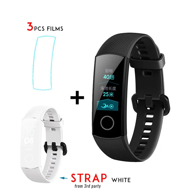 white strap Умный Браслет huawei Honor Band 4, цветной сенсорный экран Amoled 0,95 дюйма, для плавания, 50 м, водонепроницаемый, для обнаружения пульса и сна - Цвет: white strap