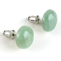 100 unique 1 pair silver plated green aventurine hemispherical shape stone earrings elegant womens earring