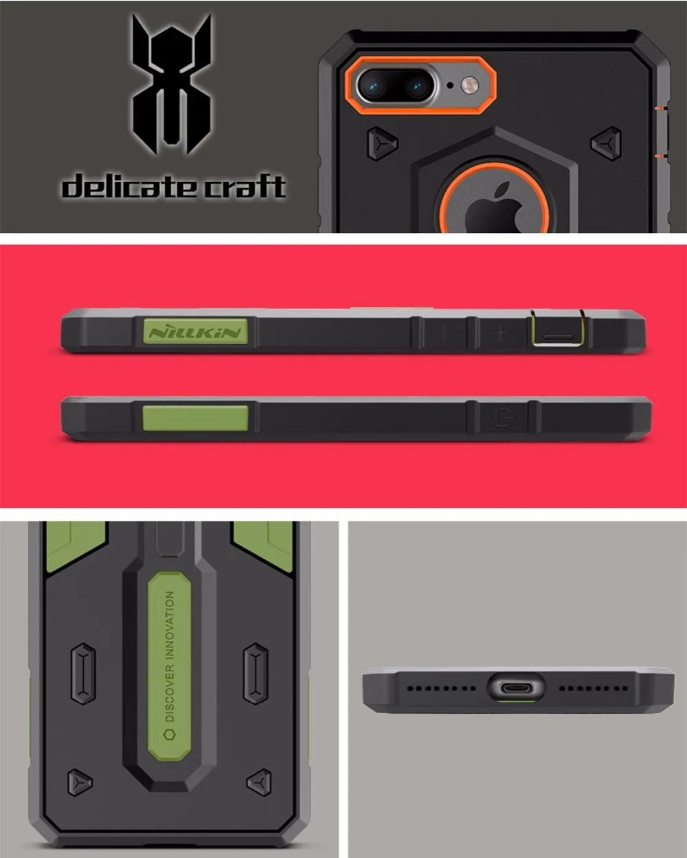 Чехол для iphone 6, 6 S, 7/plus, Nillkin Defender, жесткий чехол на заднюю панель, Прочный противоударный+ ТПУ, комбинированный