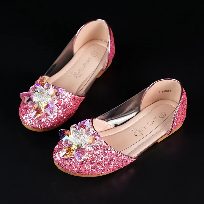 Girl's Sparkling Glitter Flat Heel Closed Toe Flats With Rhinestone Party Shoes601-8 | Детская одежда и обувь