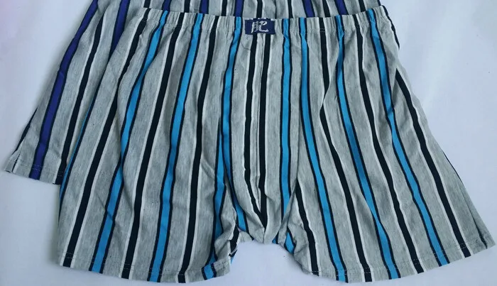 Мужские трусы-боксеры из хлопка среднего возраста в полоску дышащие мягкие и