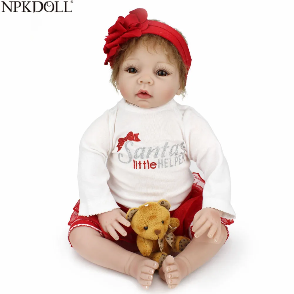 NPKDOLL 55 см Кукла Новорожденный ребенок мягкие игрушки силиконовые милые детские