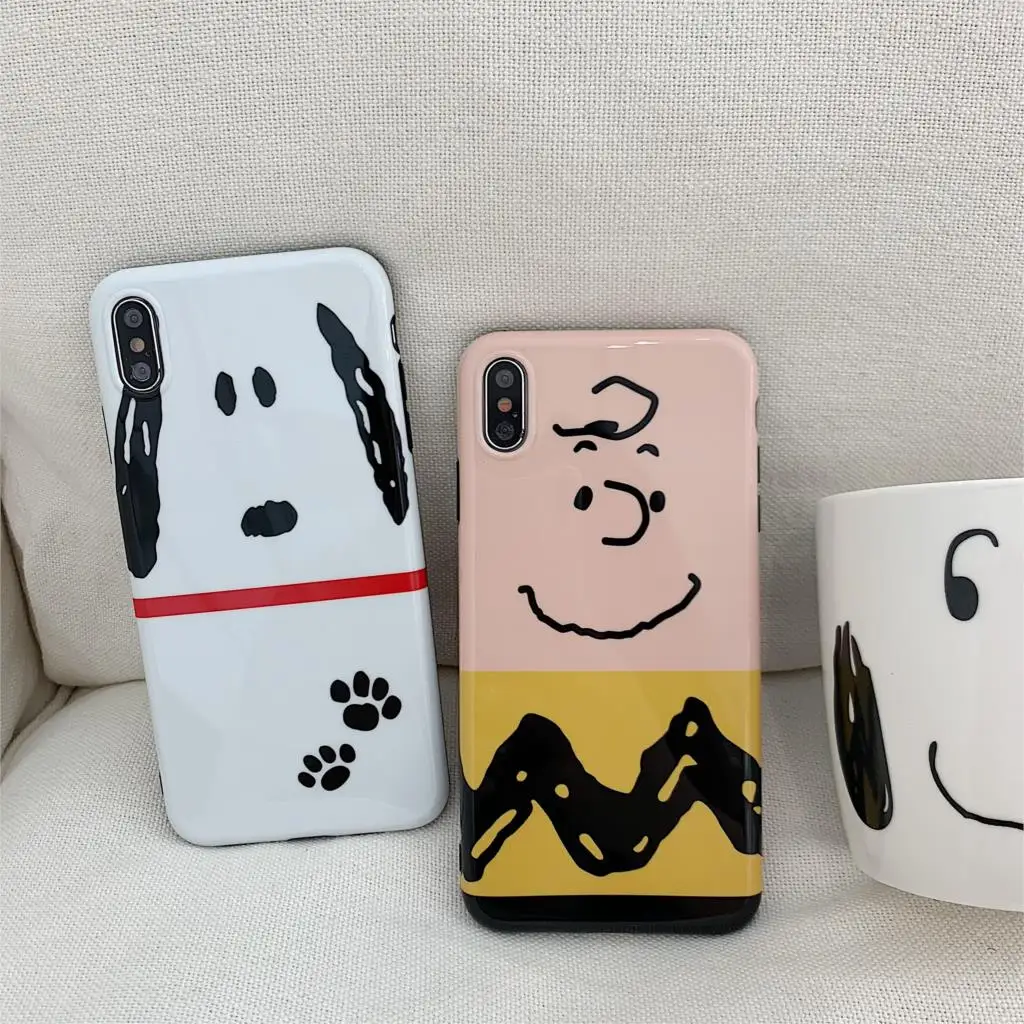 For iphone 7 Case IMD Cartoon Charlie Snoopy Phone iPhone X XR XS Max 6 6S 8 Plus 10 Cover Luxury Funda for Capa |