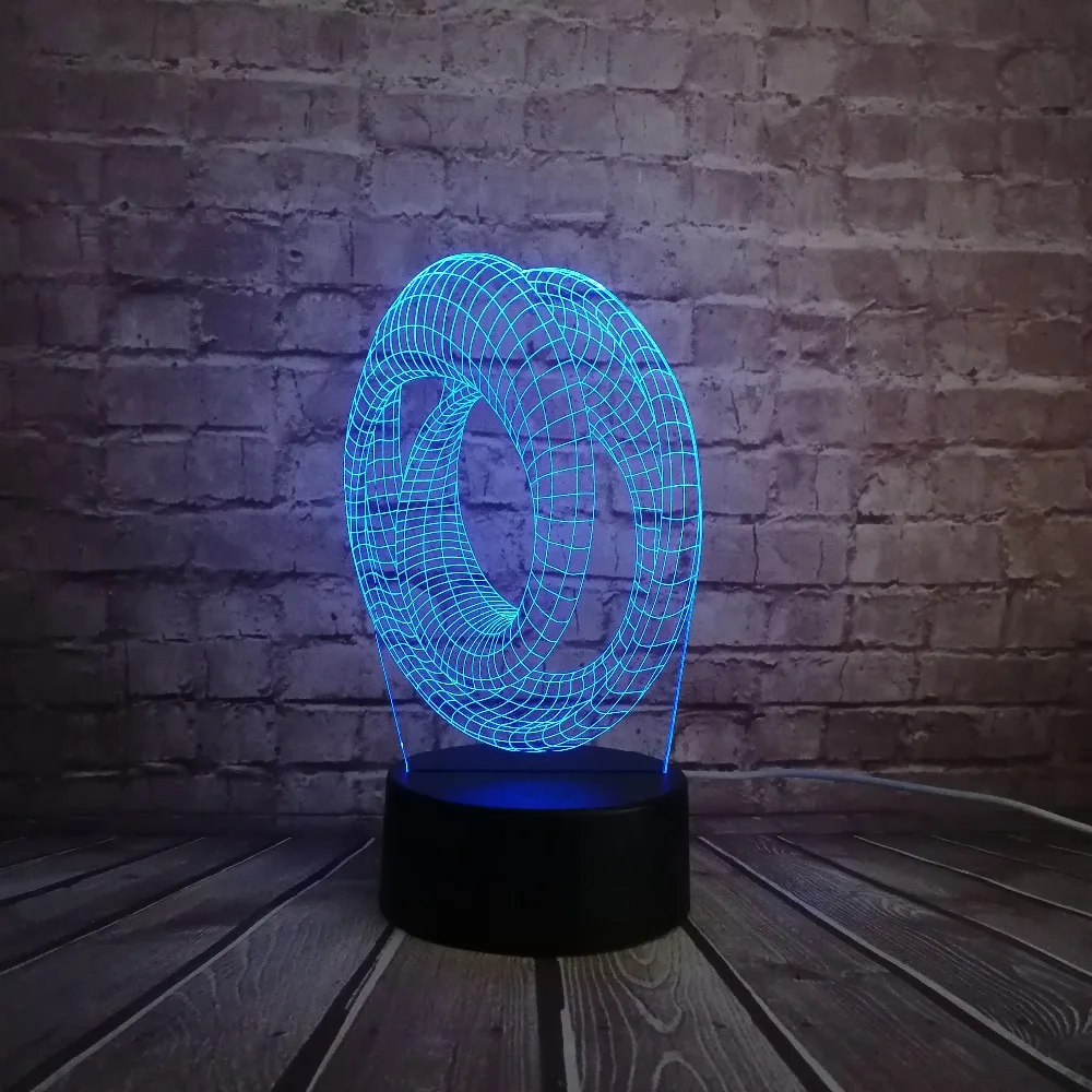 Двойная кольцевая абстрактная 3D USB Светодиодная лампа Современные