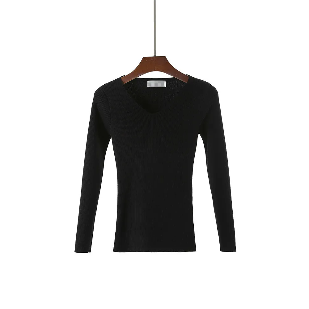 Sosaeg Winter Autumn 2018 New Fashion Women's Sweater Tight Elasticity Knitted V Neck Long Sleeve Thin Tops pullover | Женская