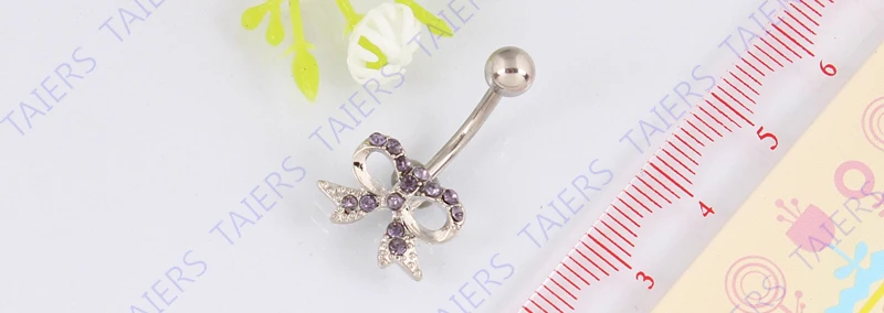 Кольцо для живота с бантом женское пирсинг тела Ювелирное кольцо пупка 14 г 316L