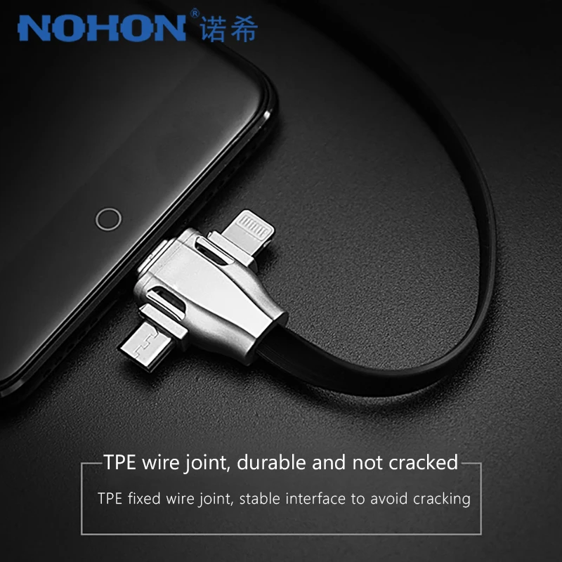 NOHON 3 в 1 USB кабель 8 Pin Micro usb type C кабель для iPhone 8 7 Plus X XS MAX XR Быстрая зарядка для samsung Android телефонный шнур