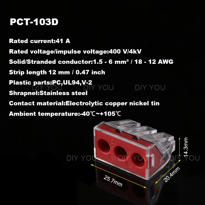 5/10 шт. Укрась свою PCT-102/103D/104/104D/106/108 Универсальный Компактный проводной разъем проводки, проводниковый блок - Цвет: PCT-103D