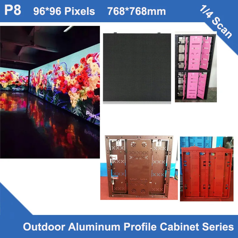 TEEHO P8 Outdoor SMD3535 video led display aluminum profile cabinet 768*768mm 96*96dots rental LED panel screen billboard | Электронные