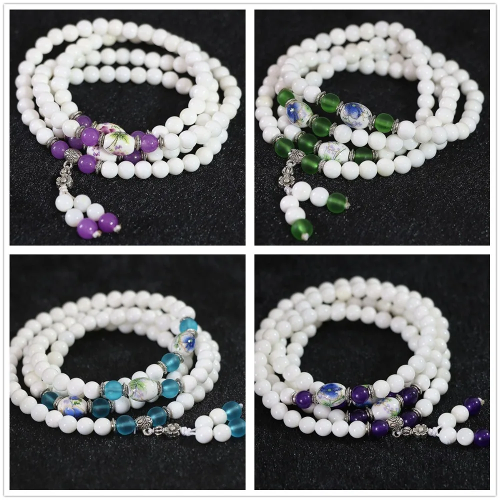 Женский браслет с подвеской в античном стиле Круглый из натурального белого