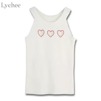 lychee sexy summer women knit tank top heart love hollow out solid sleeveless knitted camis tops female