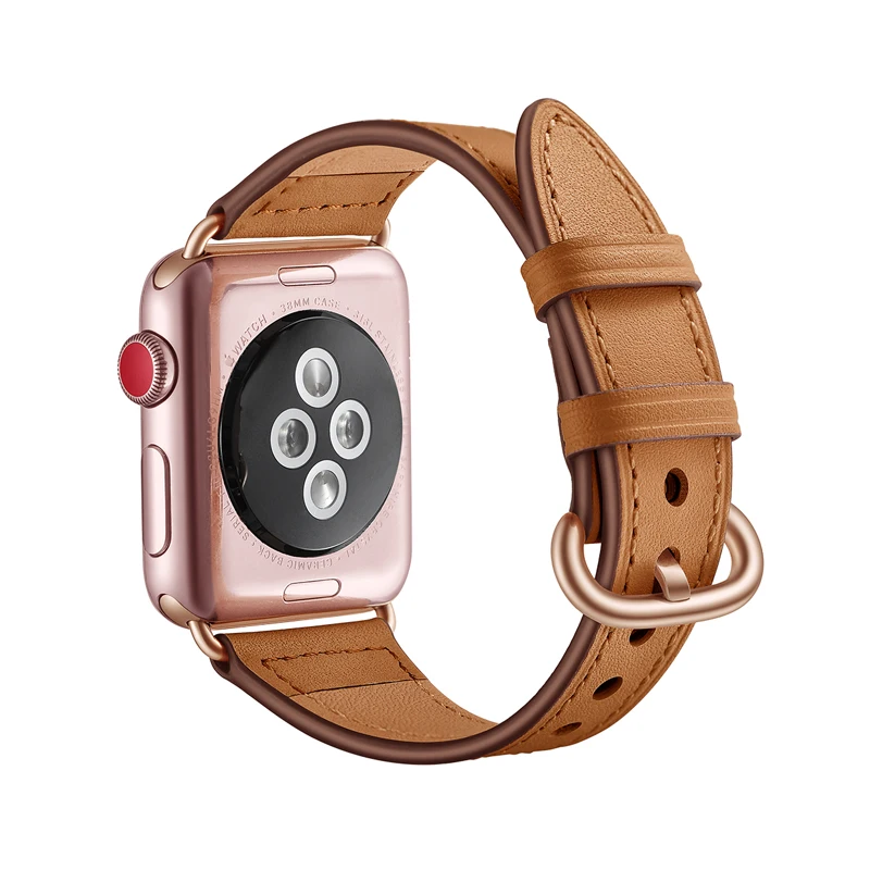 Ремешок из натуральной кожи для apple watch 6 band 44 мм 40 42 38 браслет iwatch series