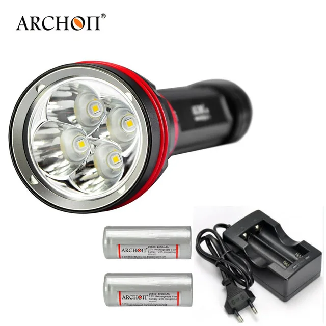 ARCHON DY02 фонарик для дайвинга 4 * CREE XP-L max 4000 люмен Подводный фонарь 100 м подводный с