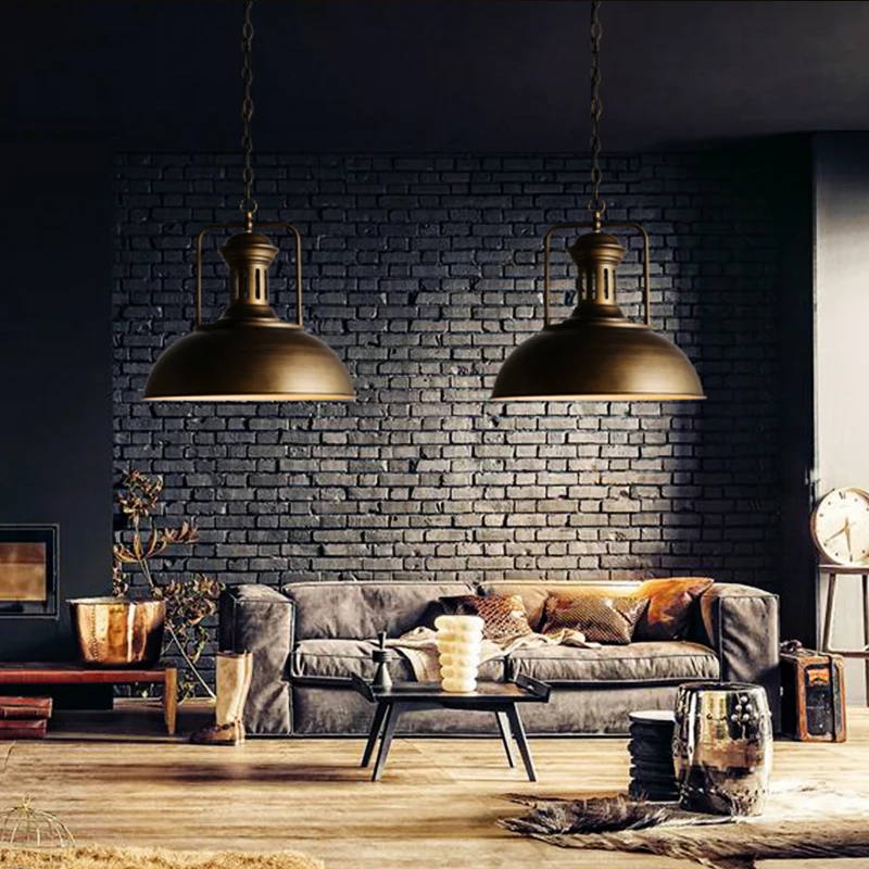 Черный и бронзовый потолочный светильник в форме купола железный американском