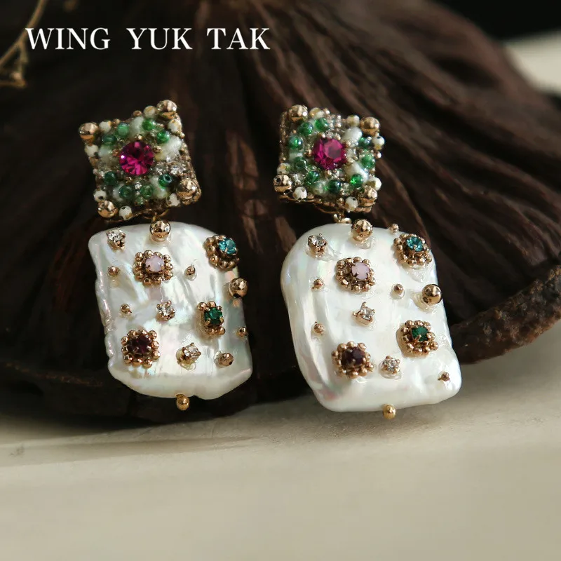Женские серьги гвоздики wing yuk tak роскошные геометрические с разноцветными