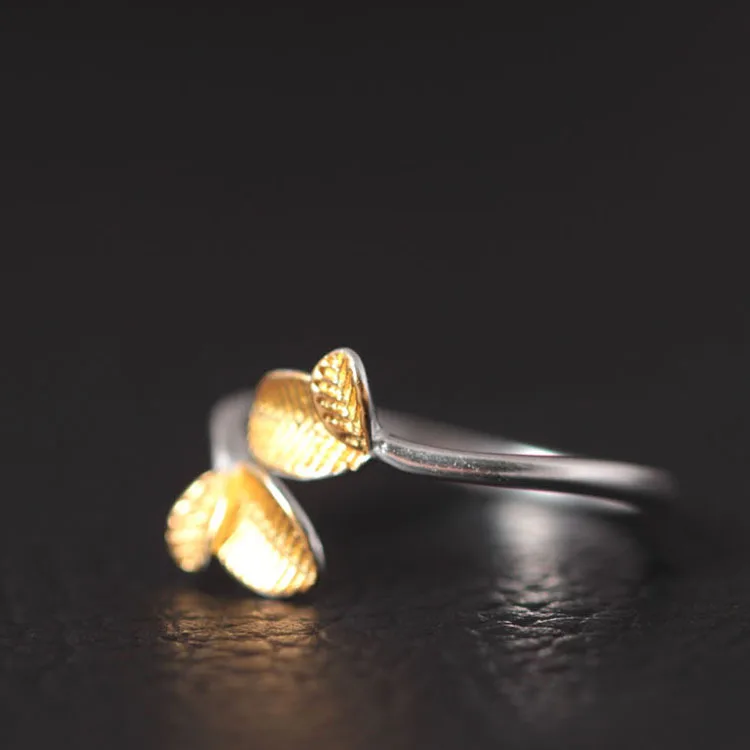 Богемные винтажные серебряные кольца с листьями для женщин Регулируемые модные