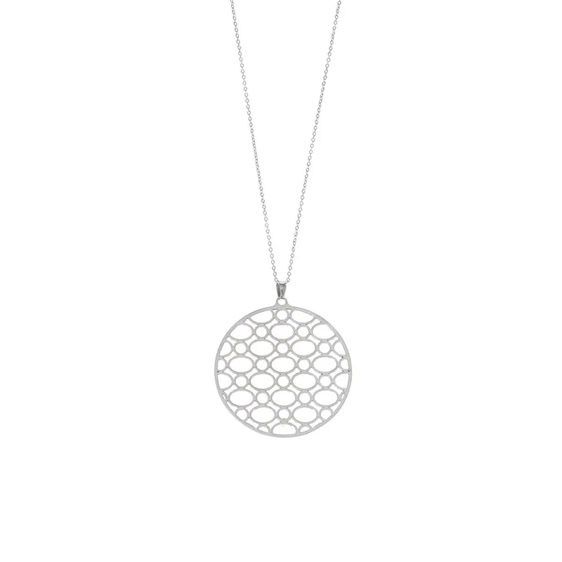hollow necklace Cremo жоржет Длинная цепочка ожерелье s с реверсивной кожаной подвеской ожерелье из нержавеющей стали круглое Очаровательное ожерелье для женщин - Окраска металла: hollow necklace