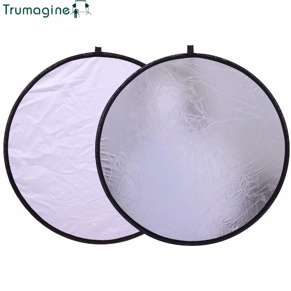 

80CM/32'' 2 in 1 Portable Collapsible Photo Studio Light Reflector Silver Round Diffuser Photography Reflector Photo Camera