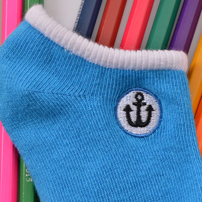 Весенне-летние детские носки хлопковые ярких цветов безбортные для девочек и