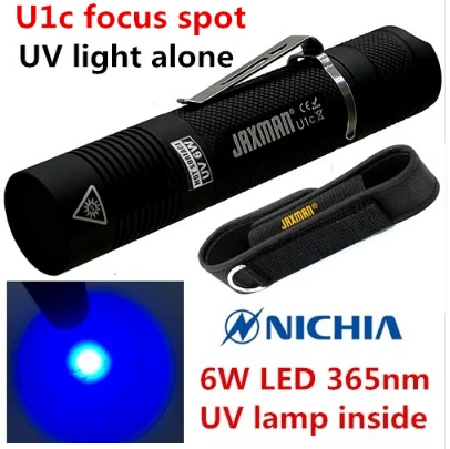 Jaxman U1c фокусировка пятно 3 Вт 6 Вт Nichia УФ светодиодный лампы 365nm 18650 светодиодный фонарик - Испускаемый цвет: 6W light only