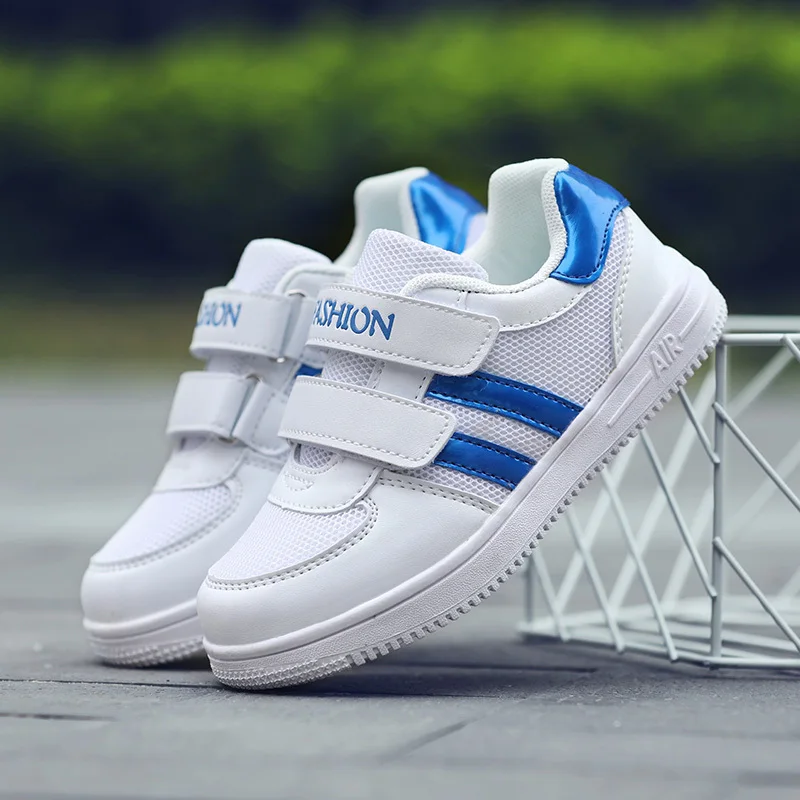 Kid Running Shoes White Sneakers For Boys Sport Shoes Pu Leather Tenis Infantil Girls Footwear Velcro Casual Chaussure Enfant