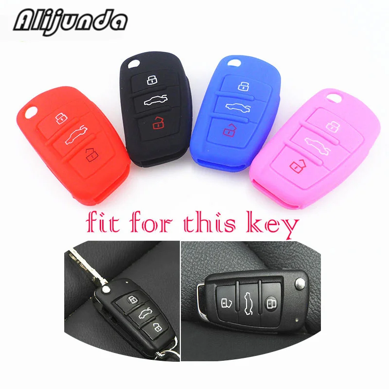 Удаленный силиконовый чехол с 3 ключами флип для AUDI A1 A3 A4 A5 A6 A7 S3 S4 S5 S6 S7 S8 QS5 Q3 Q5 Q7 R8 TT