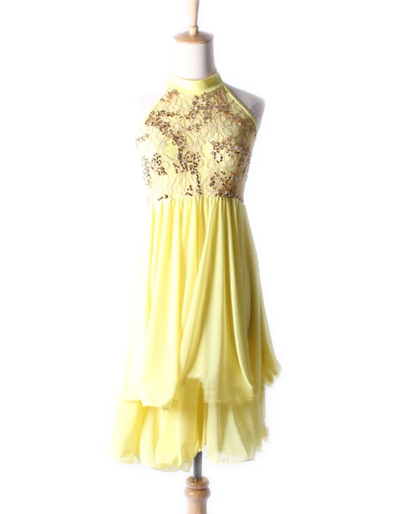 Желтые балетные костюмы 2018 платье для детей танцевальные трико женское