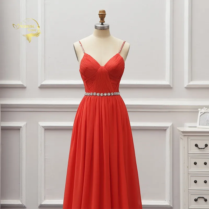 Vestido de festa Longo красные элегантные вечерние платья шифон Спагетти ремень бисер створки для женщин невесты Длинные Формальные Вечерние платья EV018