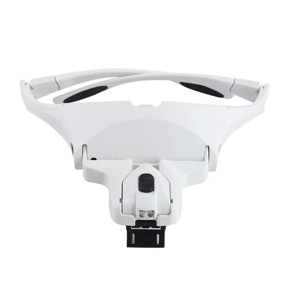 Повязка на голову с увеличительным стеклом для ремонта глаз Лупа 2 светодиодных