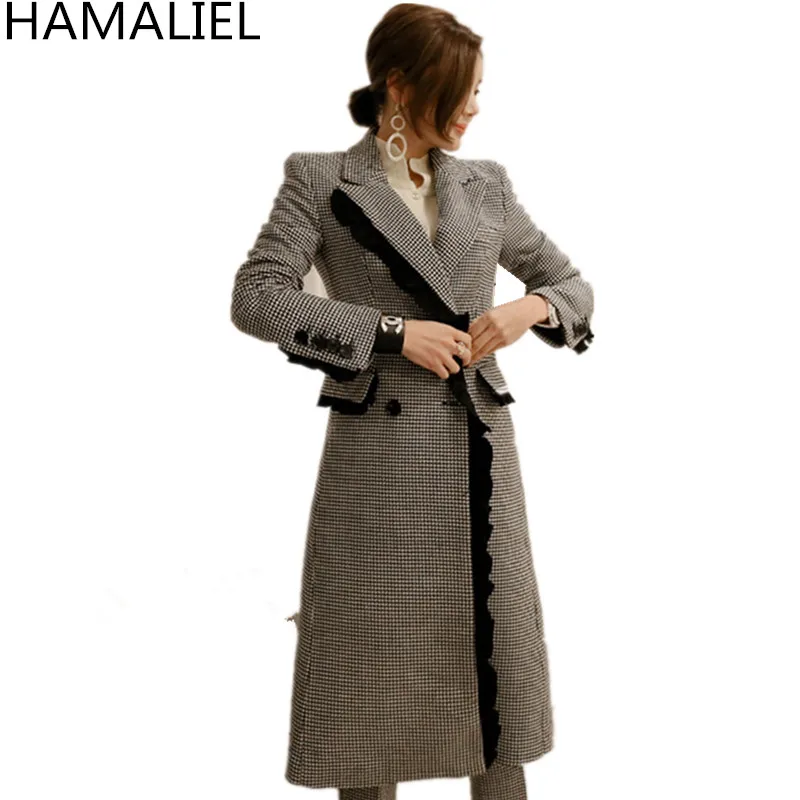 HAMALIEL Новый осень зима Хаундстут шерстяное пальто 2018 модные женские туфли