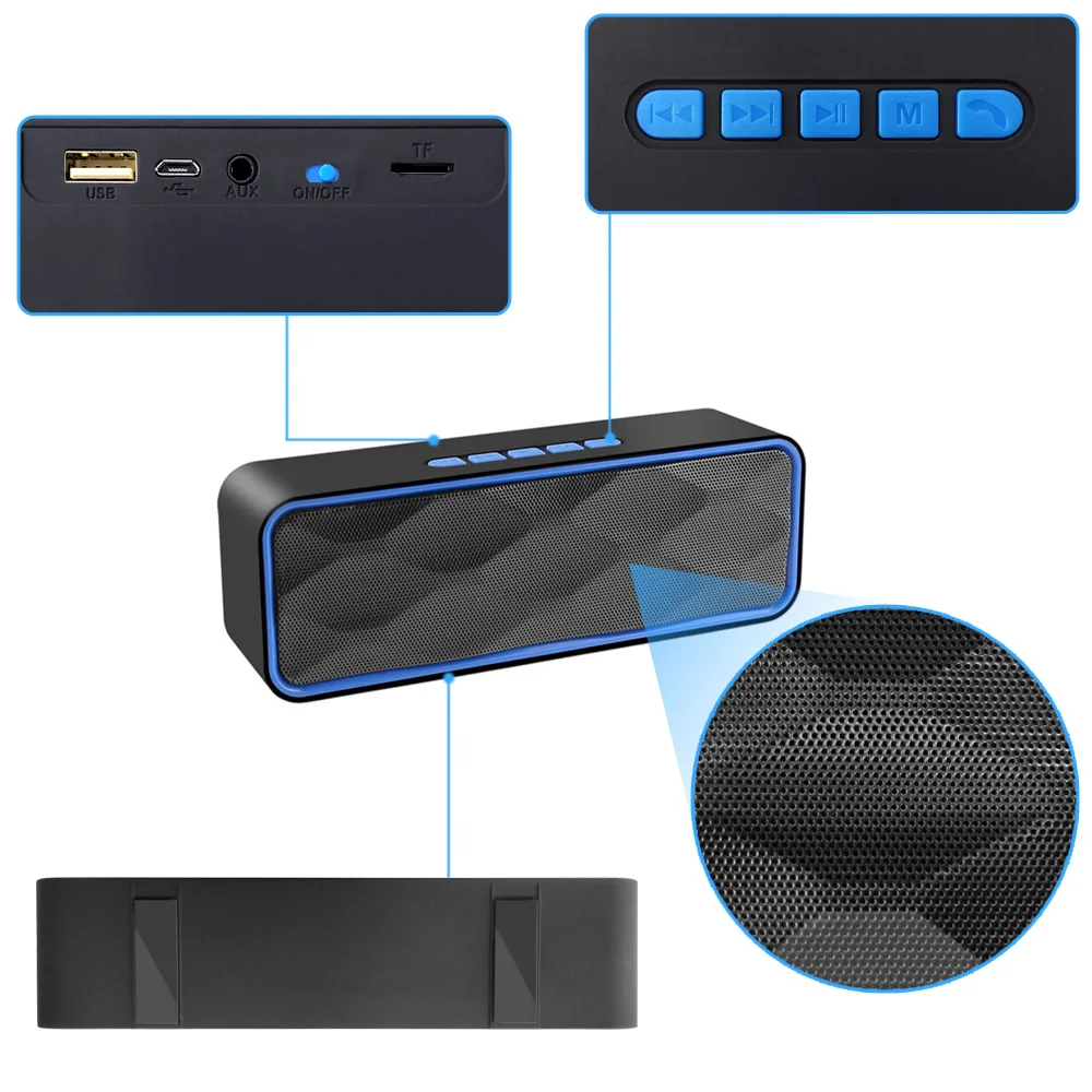 Портативная Bluetooth Колонка HENZIN беспроводная стерео колонка FM радио USB AUX TF карта